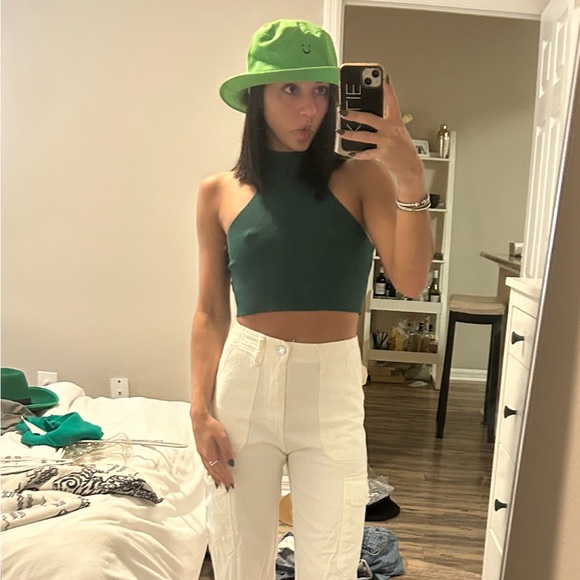 Ribbed green halter tank size S - Picture 7 of 8